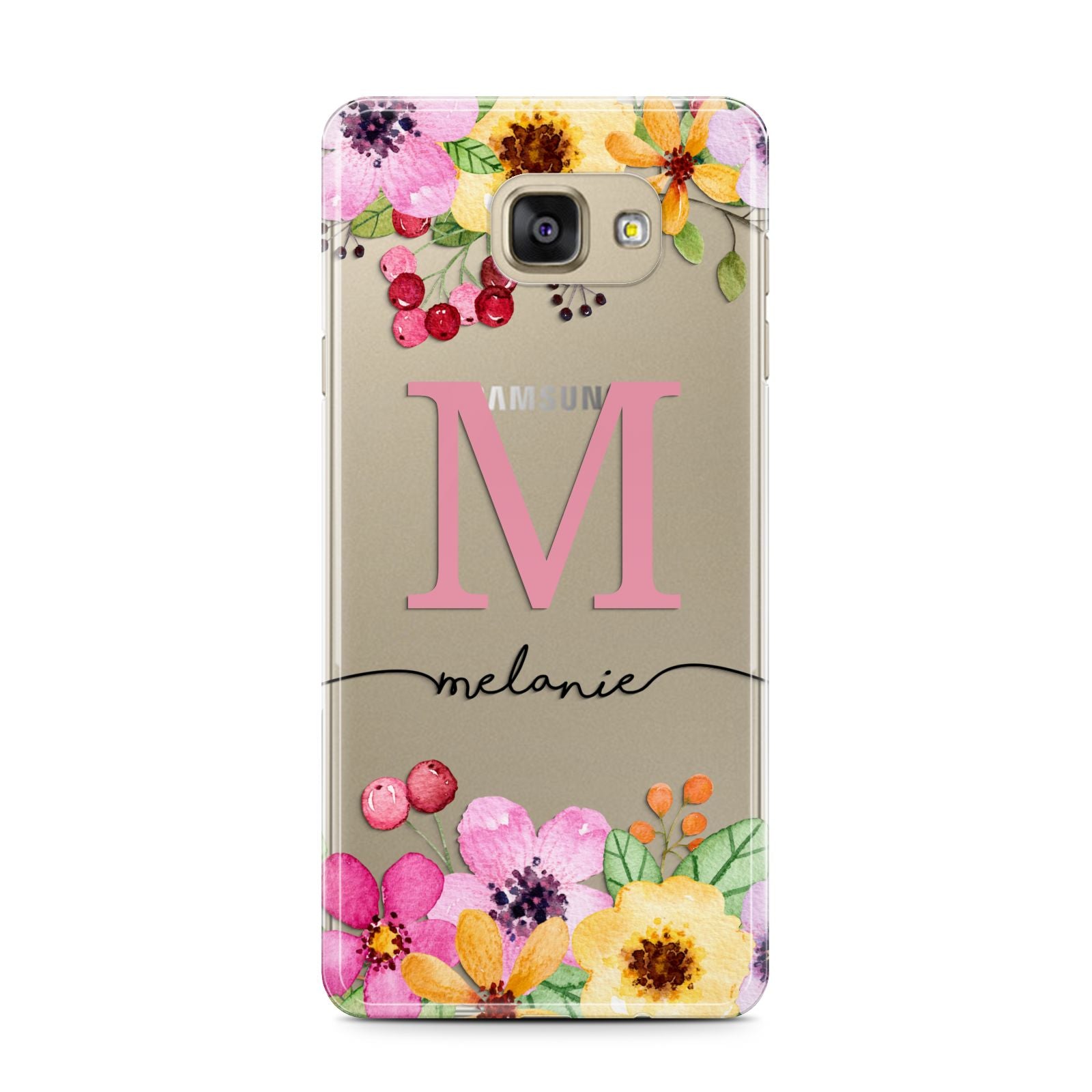 Personalised Summer Flowers Samsung Galaxy A7 2016 Case on gold phone