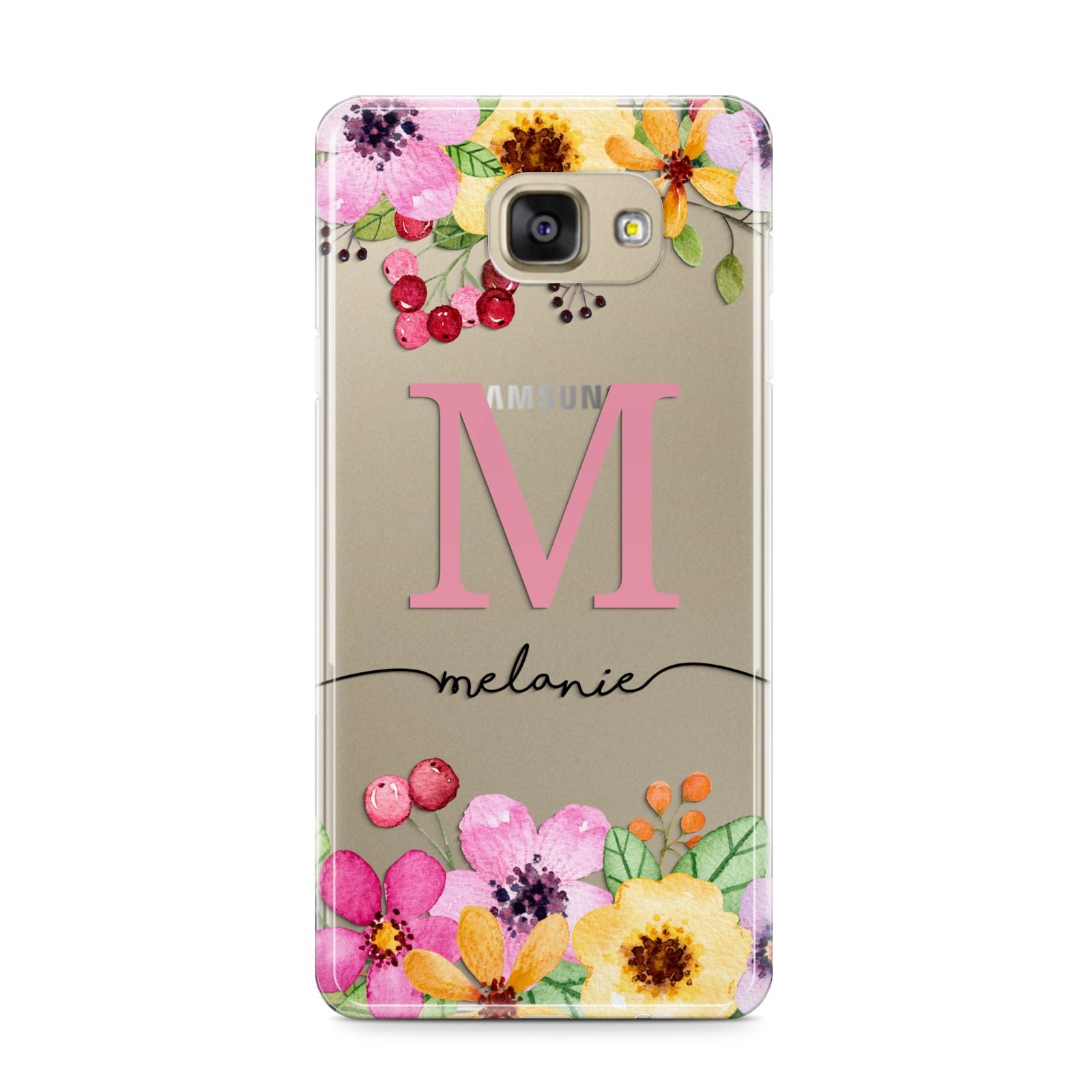 Personalised Summer Flowers Samsung Galaxy A9 2016 Case on gold phone
