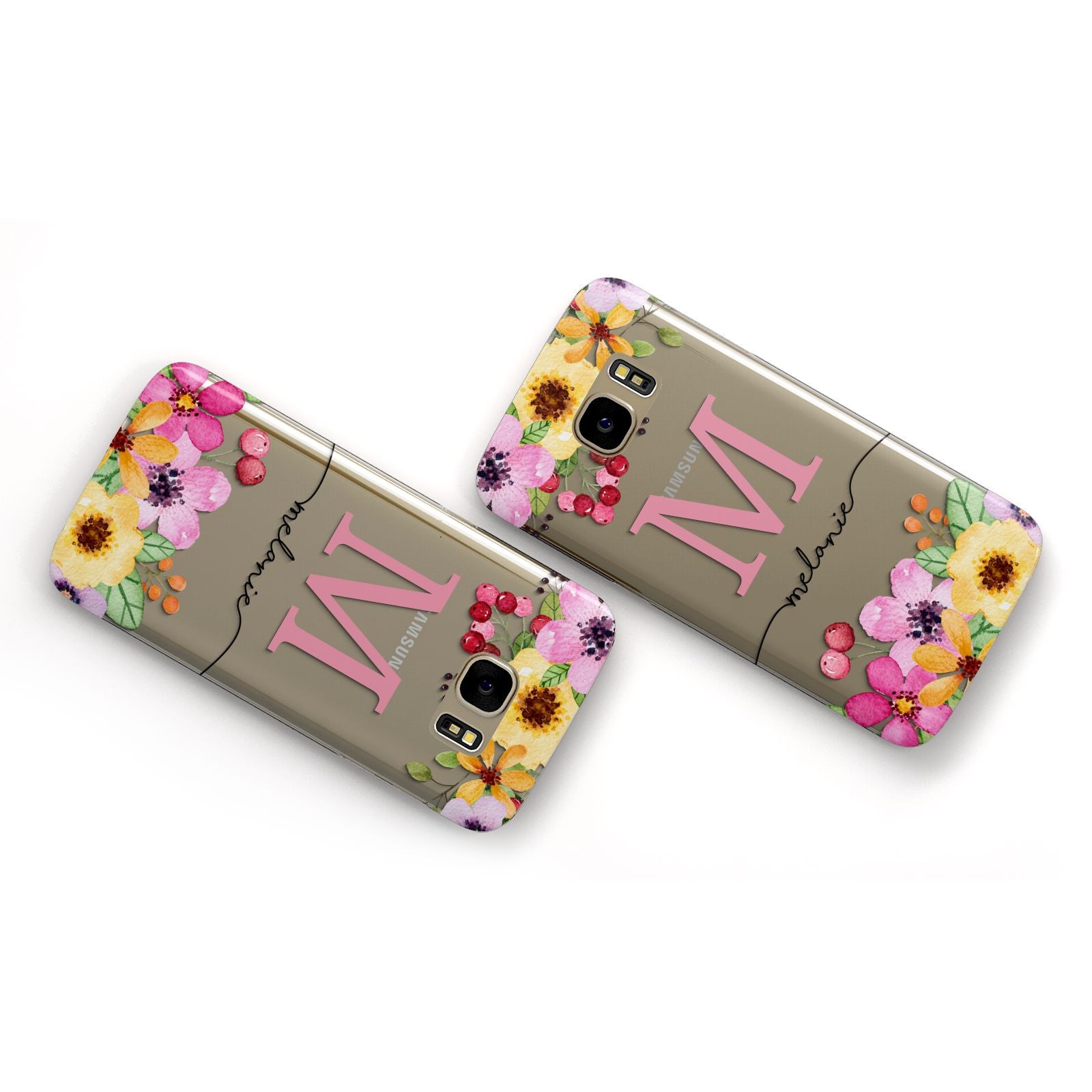 Personalised Summer Flowers Samsung Galaxy Case Flat Overview