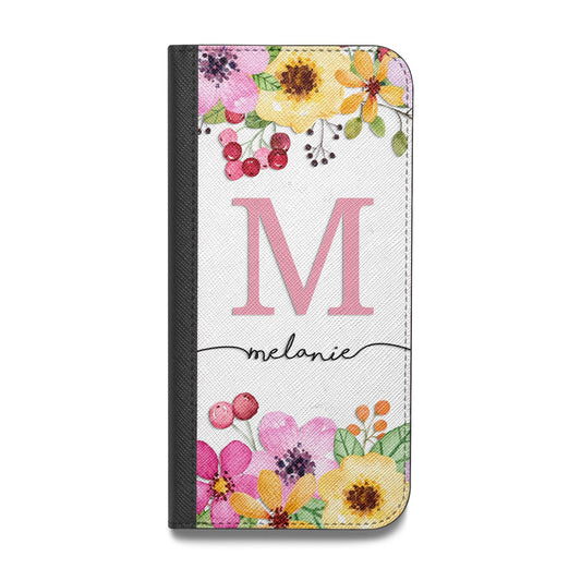 Personalised Summer Flowers Vegan Leather Flip Samsung Case
