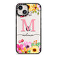 Personalised Summer Flowers iPhone 13 Black Impact Case on Silver phone