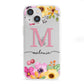 Personalised Summer Flowers iPhone 13 Mini Clear Bumper Case