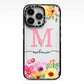Personalised Summer Flowers iPhone 13 Pro Black Impact Case on Silver phone