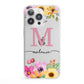 Personalised Summer Flowers iPhone 13 Pro Clear Bumper Case