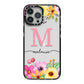 Personalised Summer Flowers iPhone 13 Pro Max Black Impact Case on Silver phone