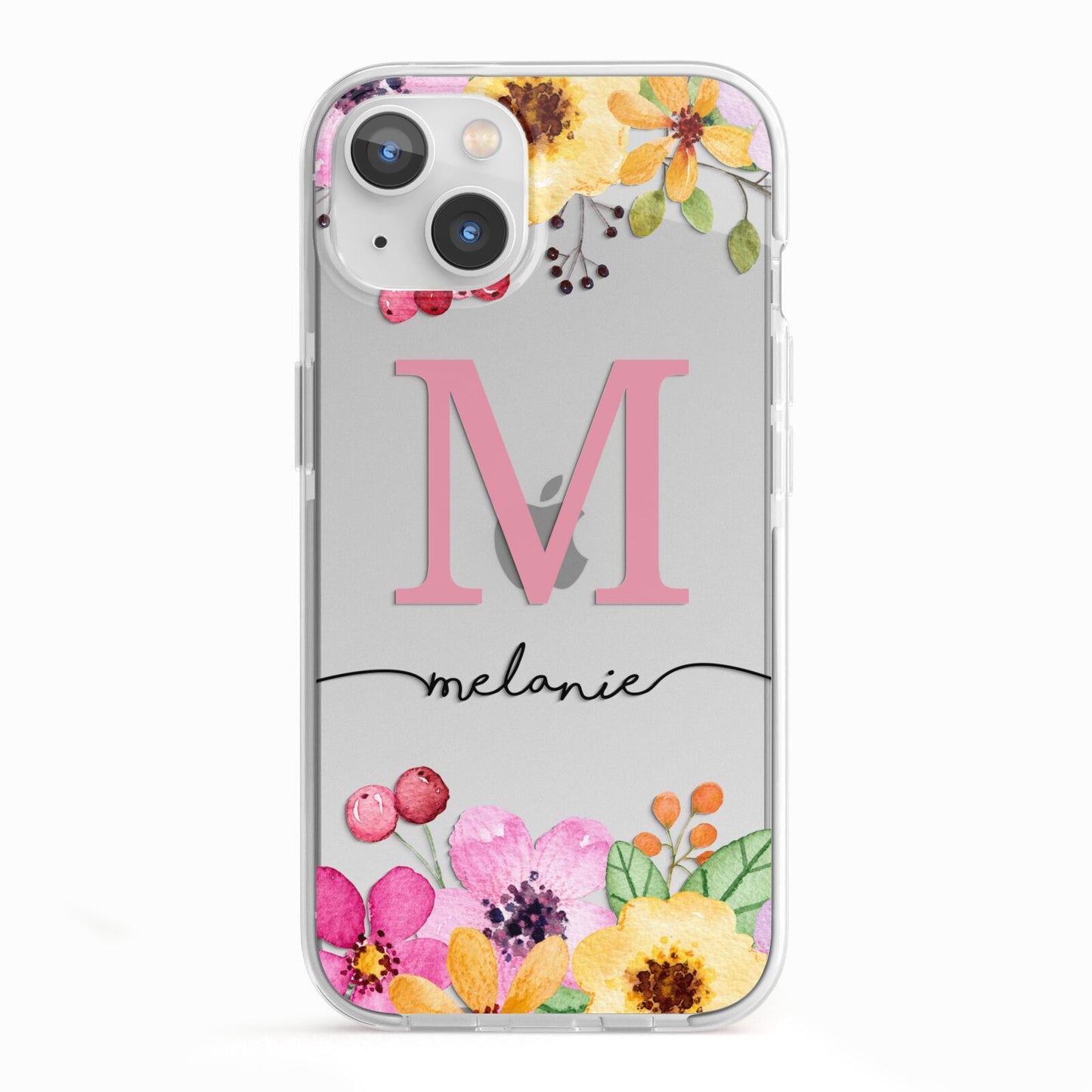 Personalised Summer Flowers iPhone 13 TPU Impact Case with White Edges