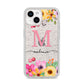 Personalised Summer Flowers iPhone 14 Glitter Tough Case Starlight