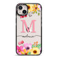 Personalised Summer Flowers iPhone 14 Plus Black Impact Case on Silver phone