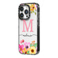 Personalised Summer Flowers iPhone 14 Pro Black Impact Case Side Angle on Silver phone