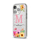 Personalised Summer Flowers iPhone 14 Pro Glitter Tough Case Silver Angled Image