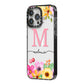 Personalised Summer Flowers iPhone 14 Pro Max Black Impact Case Side Angle on Silver phone