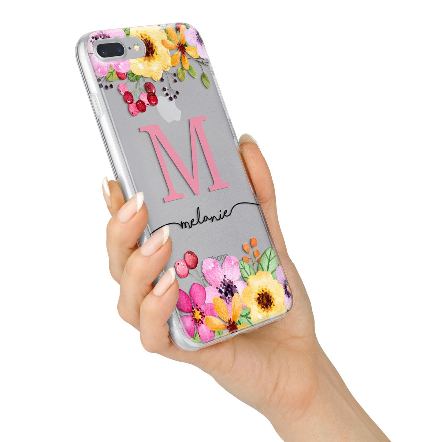 Personalised Summer Flowers iPhone 7 Plus Bumper Case on Silver iPhone Alternative Image
