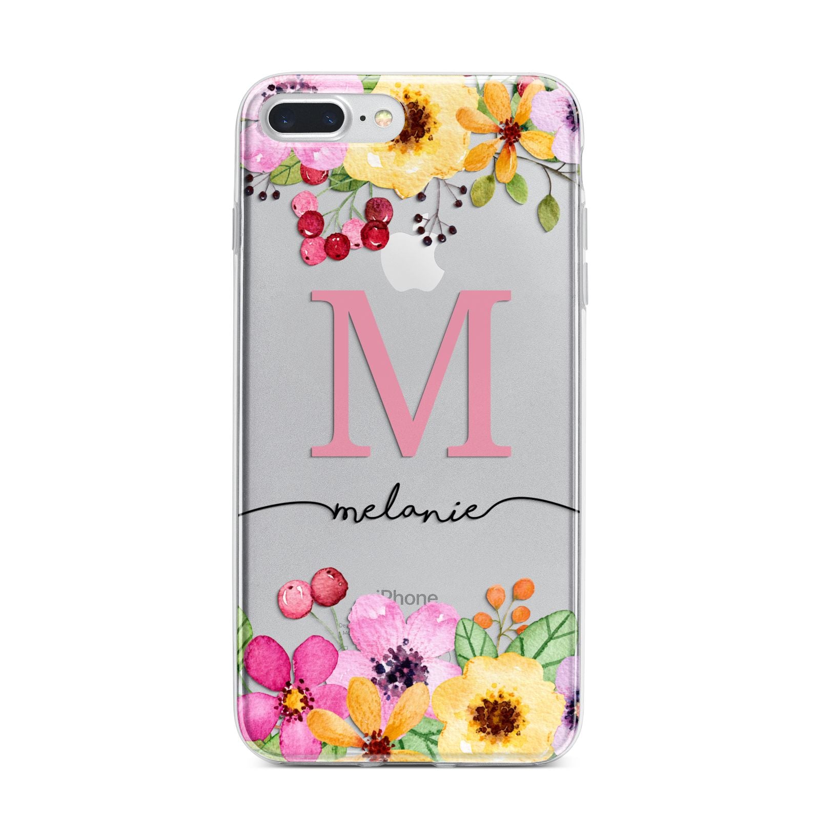 Personalised Summer Flowers iPhone 7 Plus Bumper Case on Silver iPhone