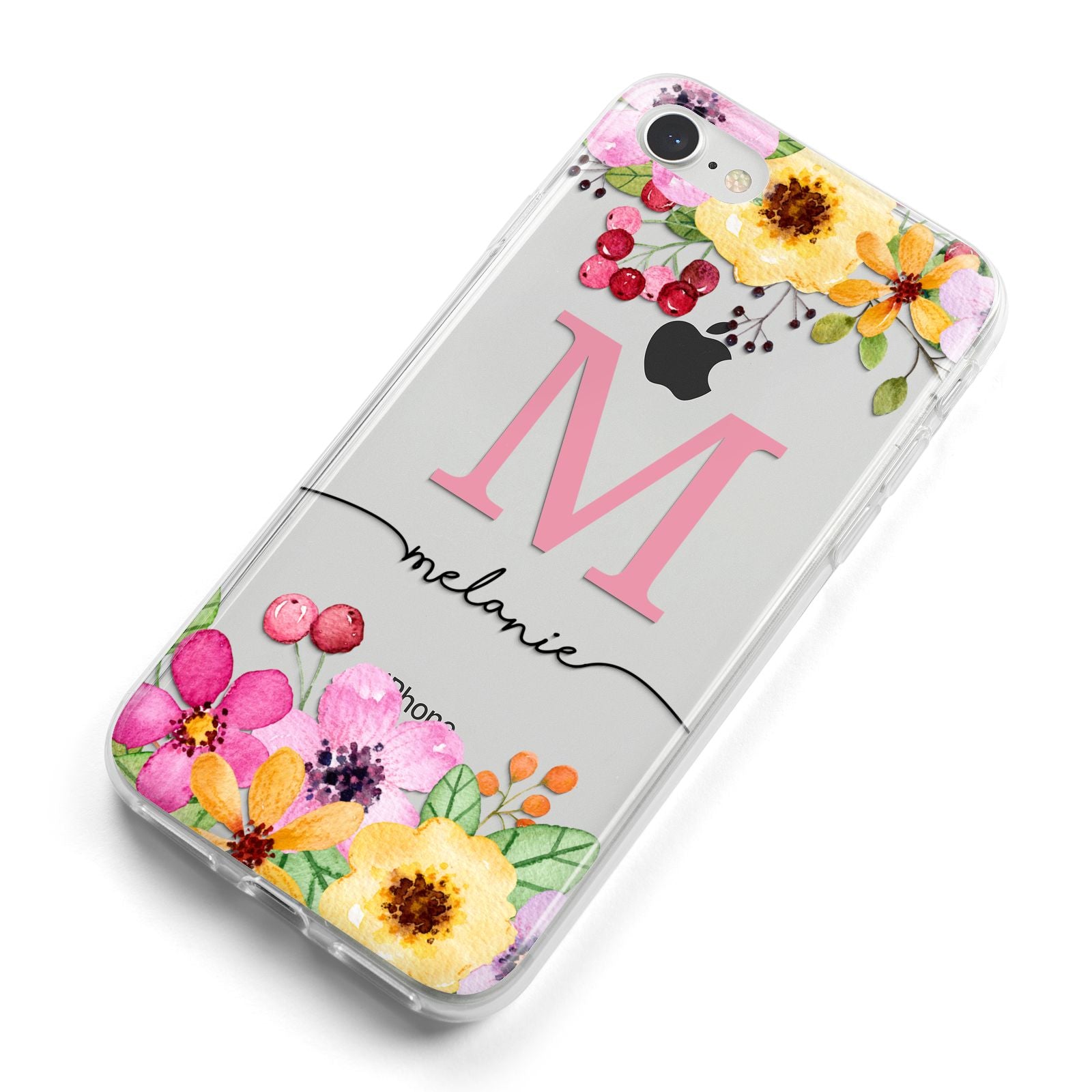 Personalised Summer Flowers iPhone 8 Bumper Case on Silver iPhone Alternative Image