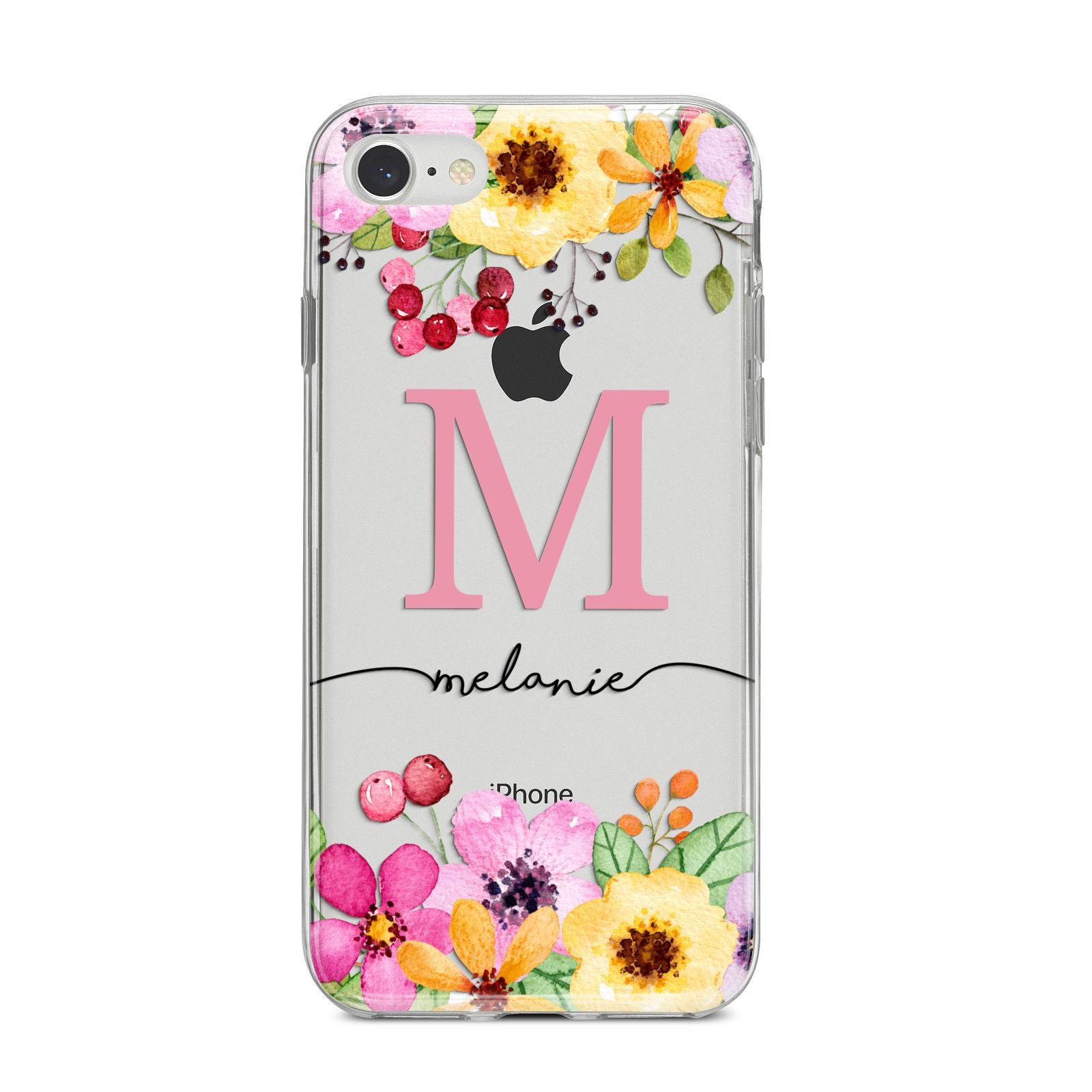 Personalised Summer Flowers iPhone 8 Bumper Case on Silver iPhone