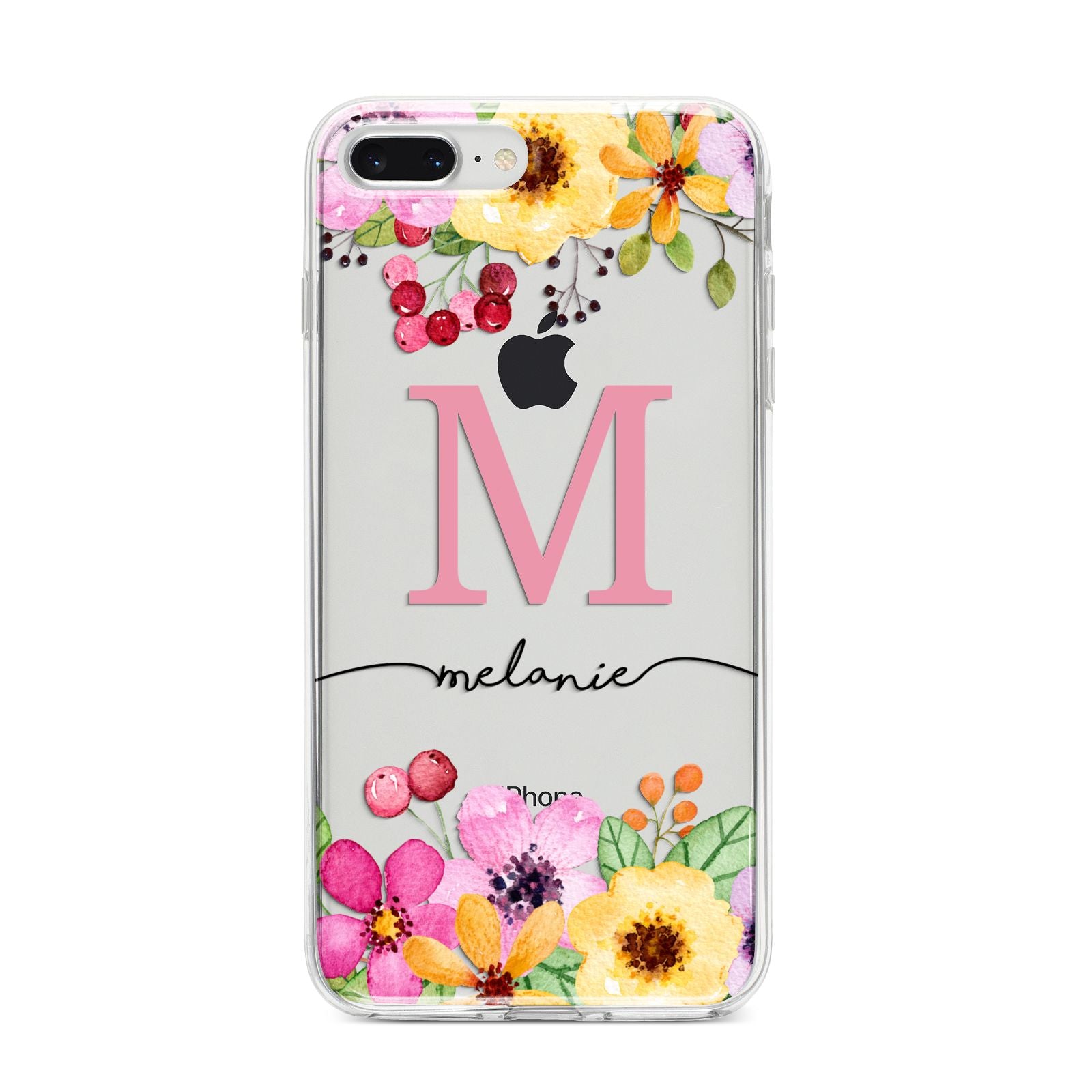 Personalised Summer Flowers iPhone 8 Plus Bumper Case on Silver iPhone