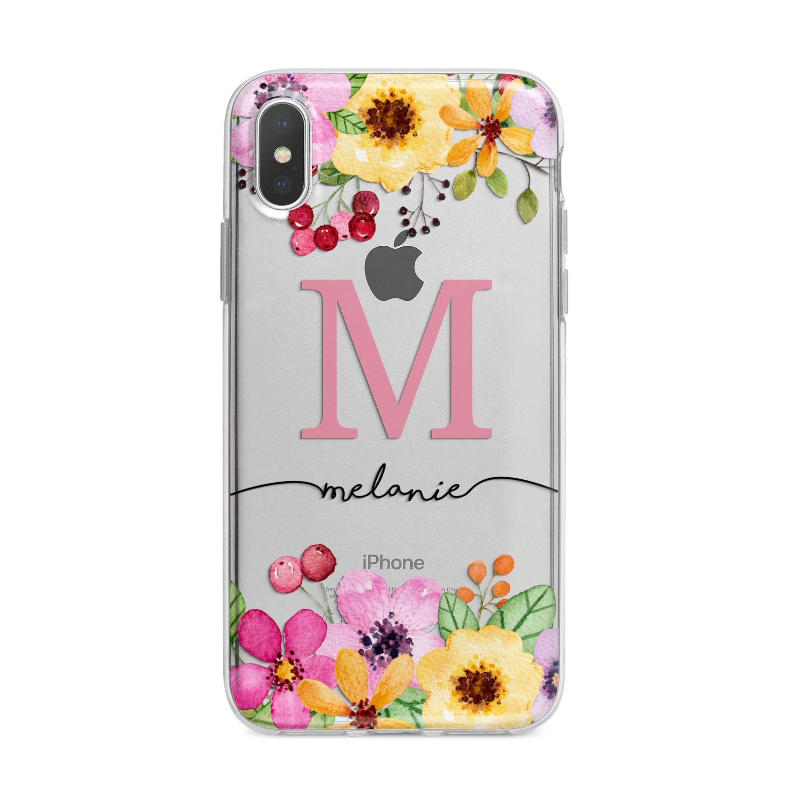 Personalised Summer Flowers iPhone X Bumper Case on Silver iPhone Alternative Image 1