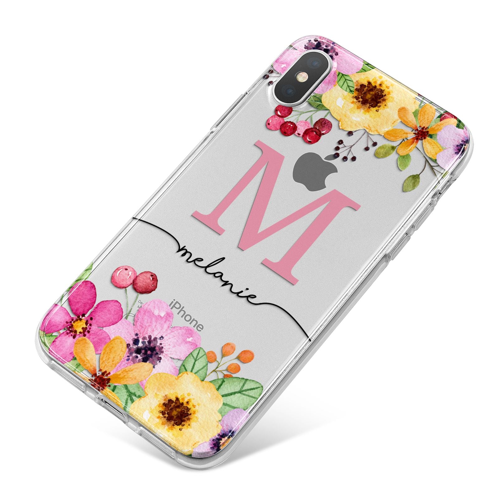 Personalised Summer Flowers iPhone X Bumper Case on Silver iPhone