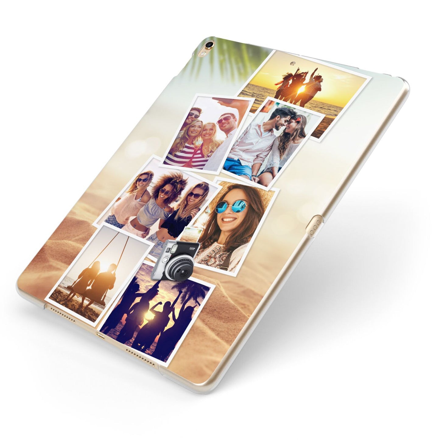Personalised Summer Holiday Photos Apple iPad Case on Gold iPad Side View