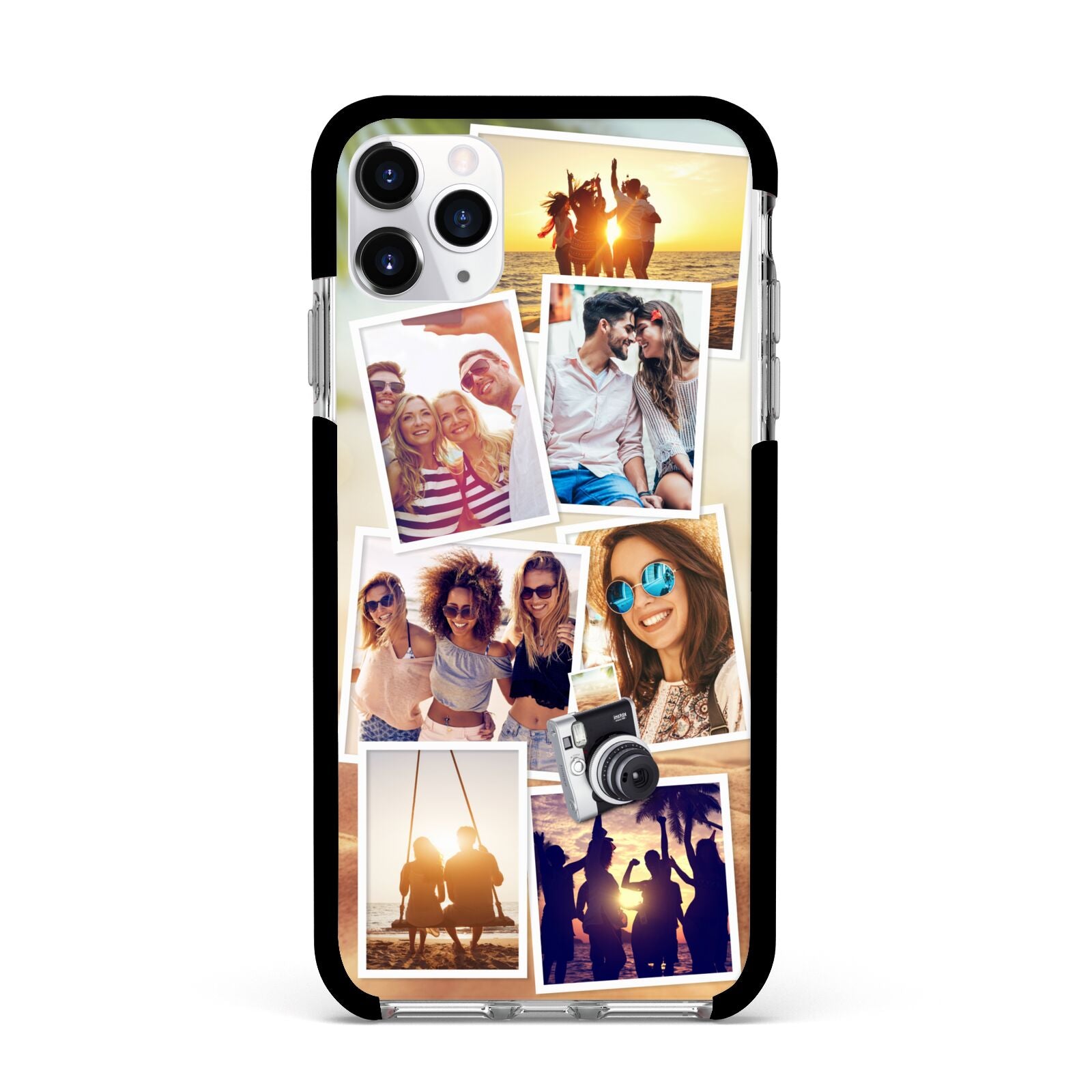 Personalised Summer Holiday Photos Apple iPhone 11 Pro Max in Silver with Black Impact Case
