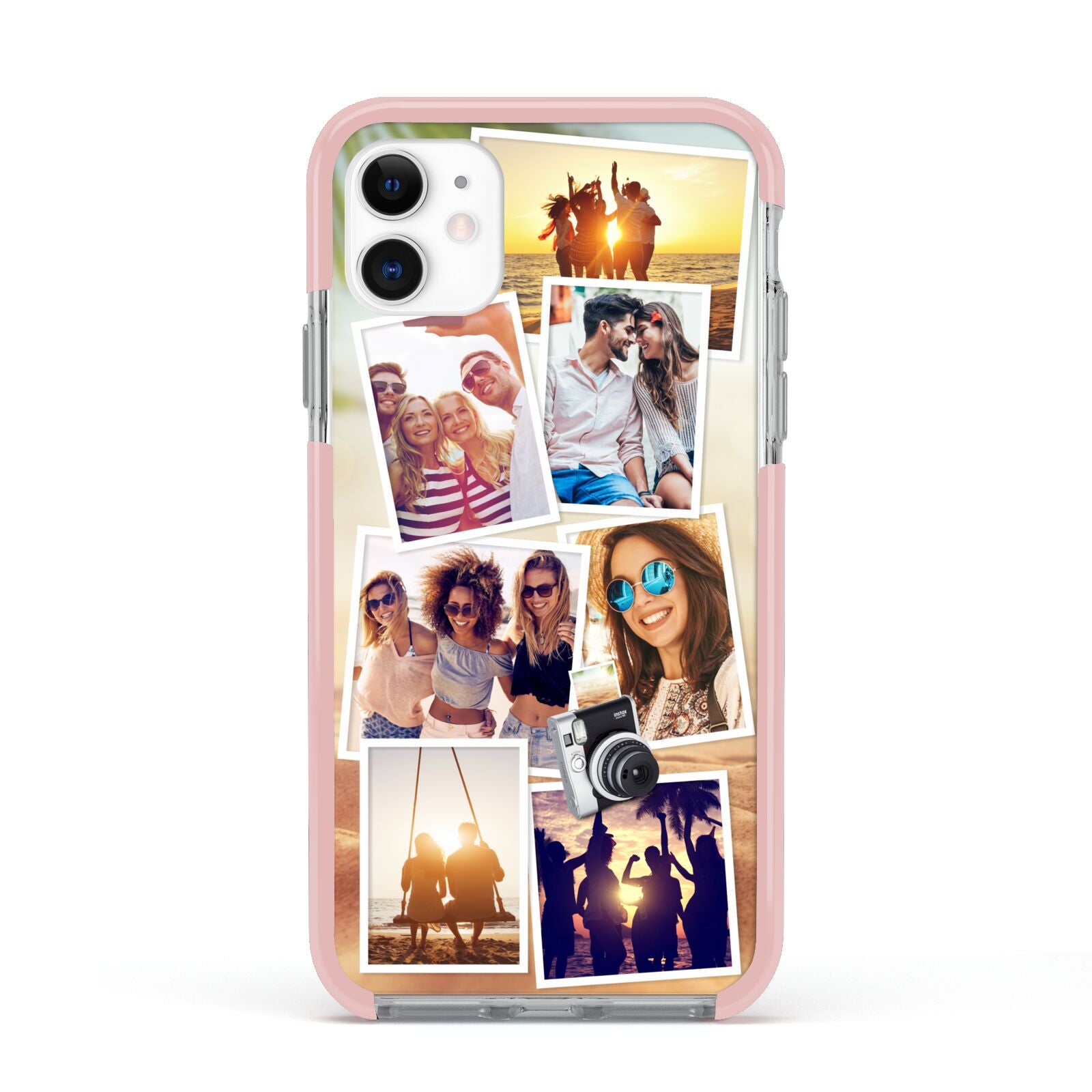 Personalised Summer Holiday Photos Apple iPhone 11 in White with Pink Impact Case
