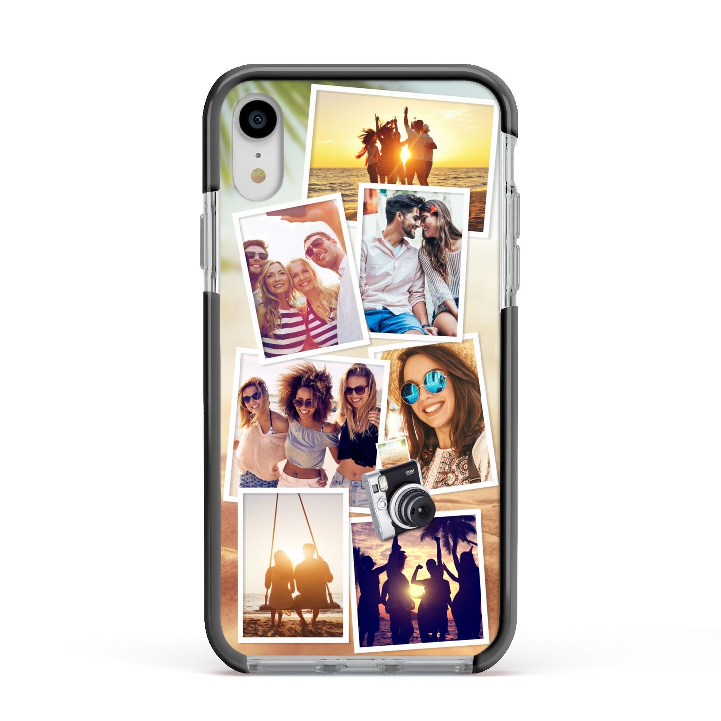 Personalised Summer Holiday Photos Apple iPhone XR Impact Case Black Edge on Silver Phone
