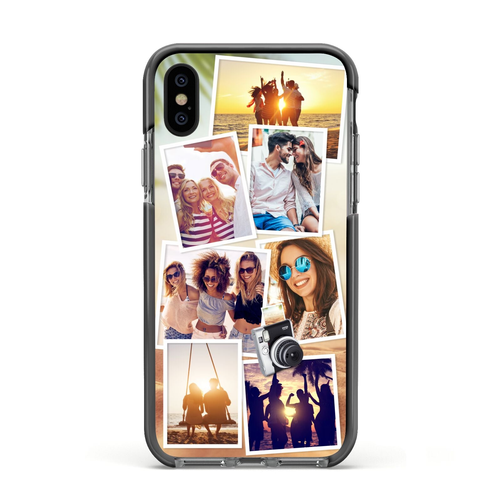 Personalised Summer Holiday Photos Apple iPhone Xs Impact Case Black Edge on Black Phone