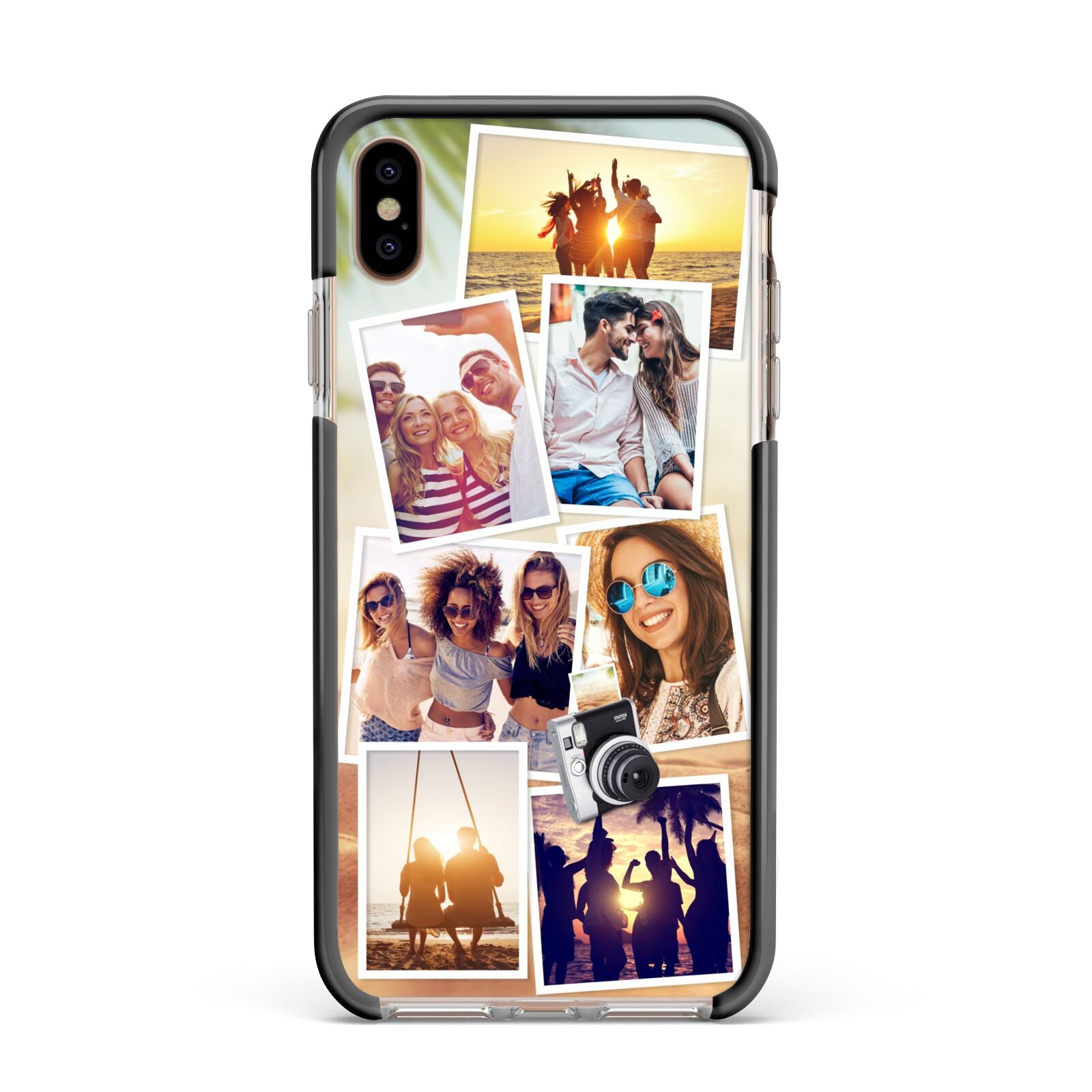 Personalised Summer Holiday Photos Apple iPhone Xs Max Impact Case Black Edge on Gold Phone