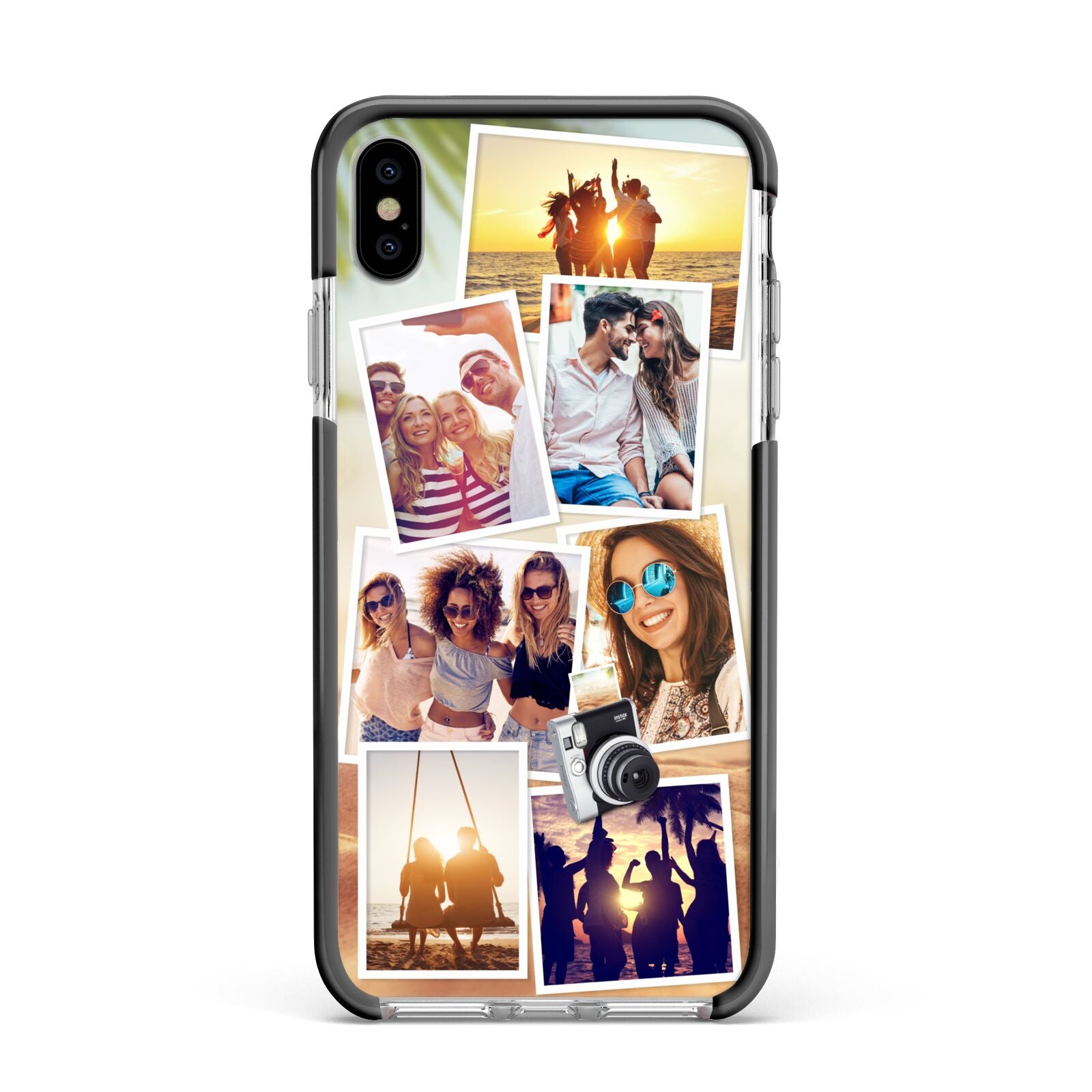 Personalised Summer Holiday Photos Apple iPhone Xs Max Impact Case Black Edge on Silver Phone