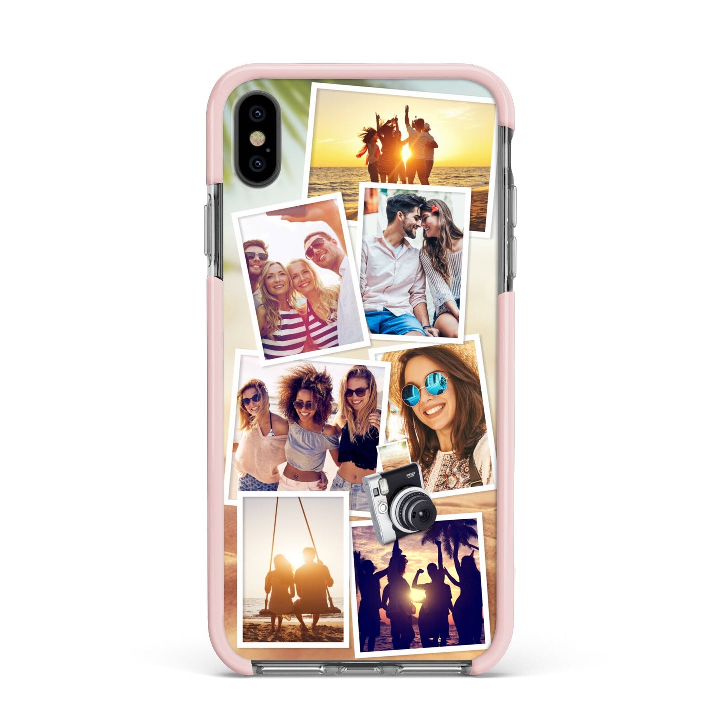 Personalised Summer Holiday Photos Apple iPhone Xs Max Impact Case Pink Edge on Black Phone