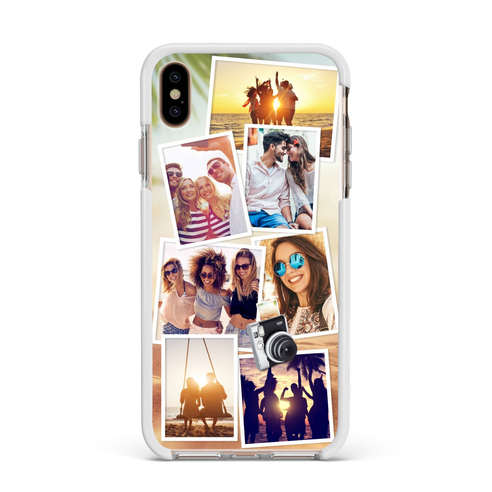 Personalised Summer Holiday Photos Apple iPhone Xs Max Impact Case White Edge on Gold Phone