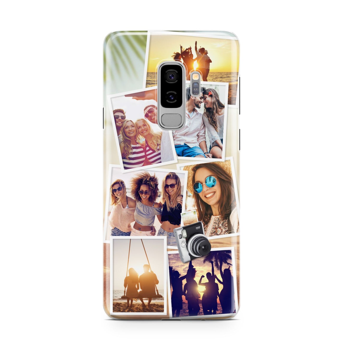 Personalised Summer Holiday Photos Samsung Galaxy S9 Plus Case on Silver phone