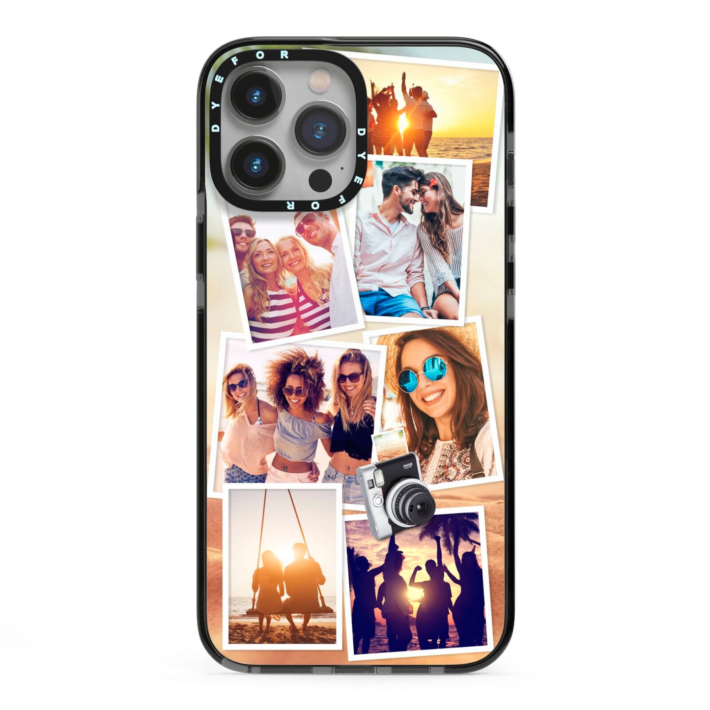Personalised Summer Holiday Photos iPhone 13 Pro Max Black Impact Case on Silver phone