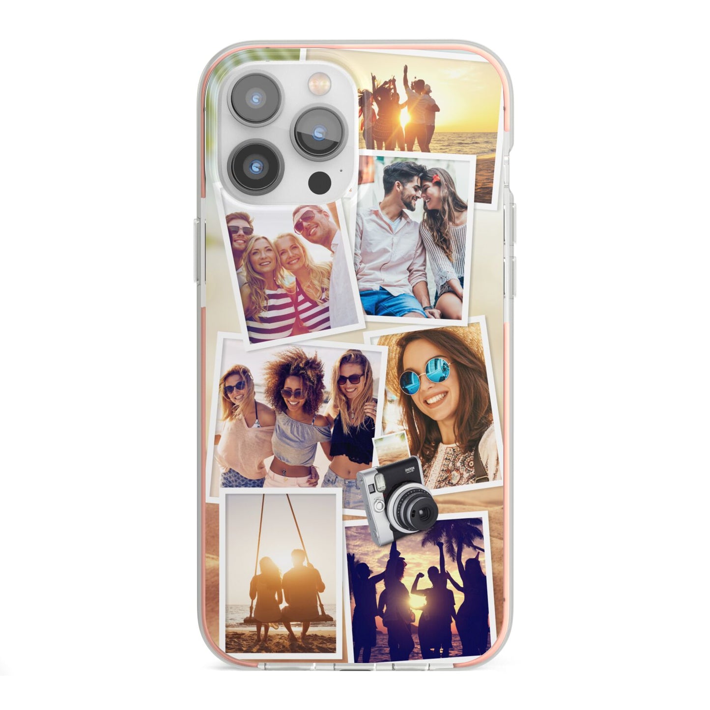 Personalised Summer Holiday Photos iPhone 13 Pro Max TPU Impact Case with Pink Edges