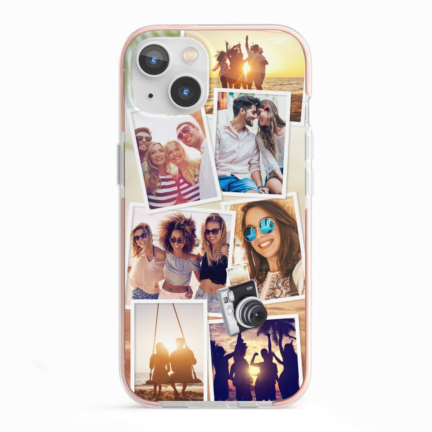 Personalised Summer Holiday Photos iPhone 13 TPU Impact Case with Pink Edges