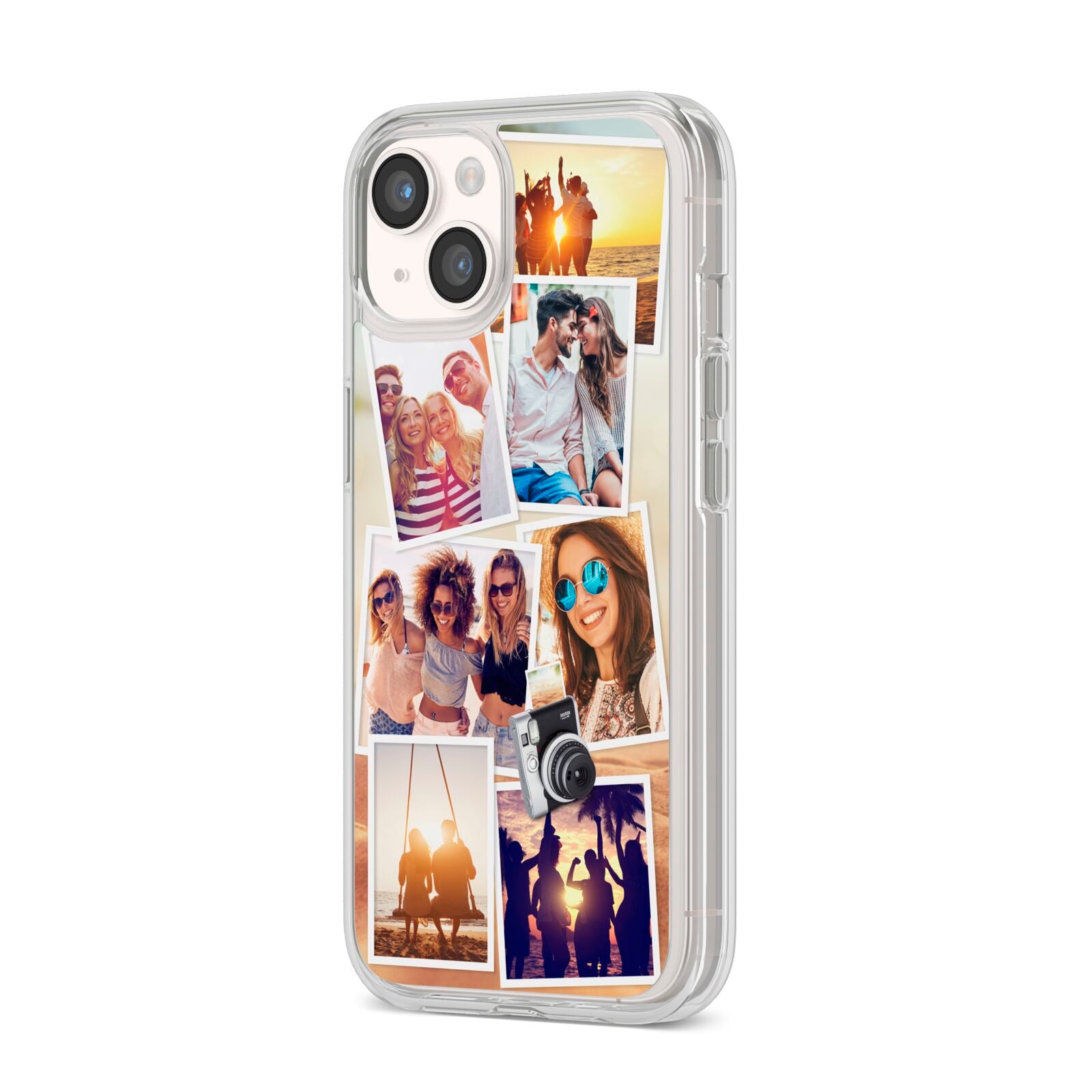 Personalised Summer Holiday Photos iPhone 14 Clear Tough Case Starlight Angled Image