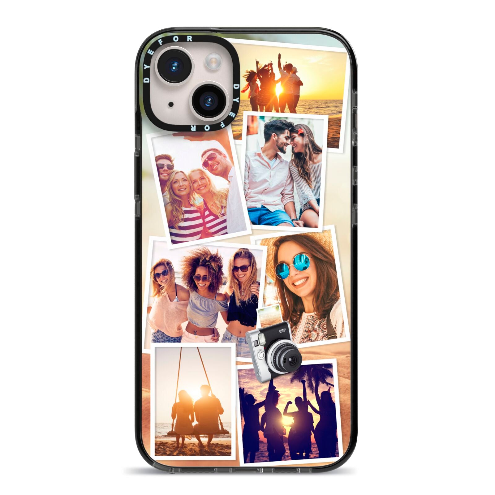 Personalised Summer Holiday Photos iPhone 14 Plus Black Impact Case on Silver phone