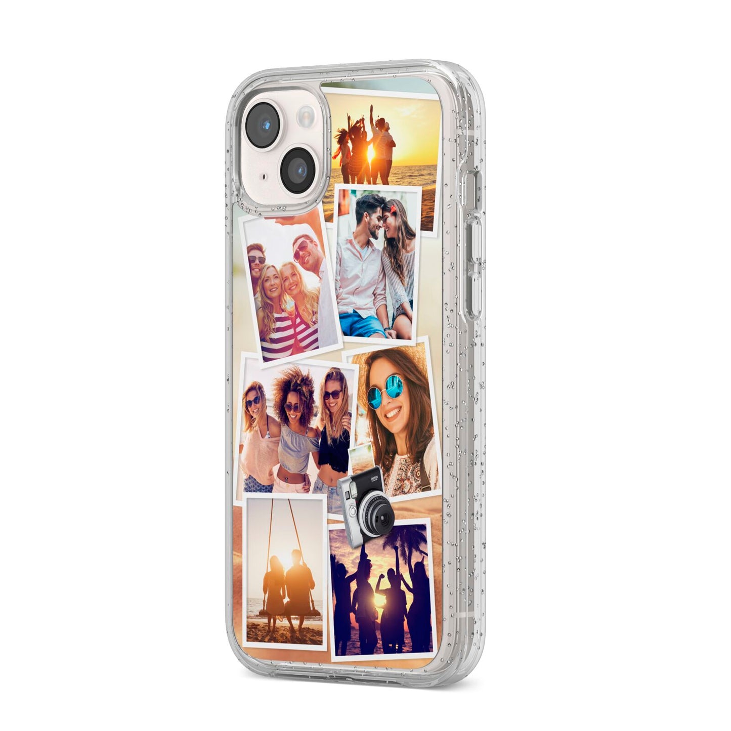 Personalised Summer Holiday Photos iPhone 14 Plus Glitter Tough Case Starlight Angled Image
