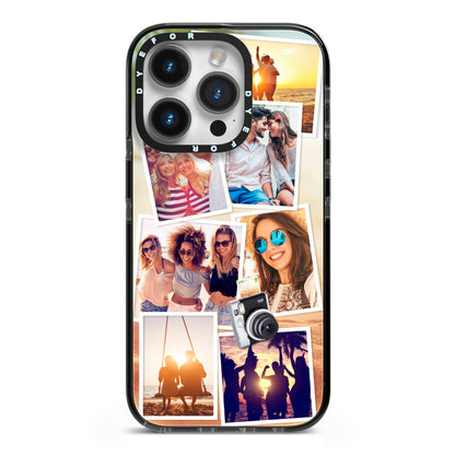 Personalised Summer Holiday Photos iPhone 14 Pro Black Impact Case on Silver phone