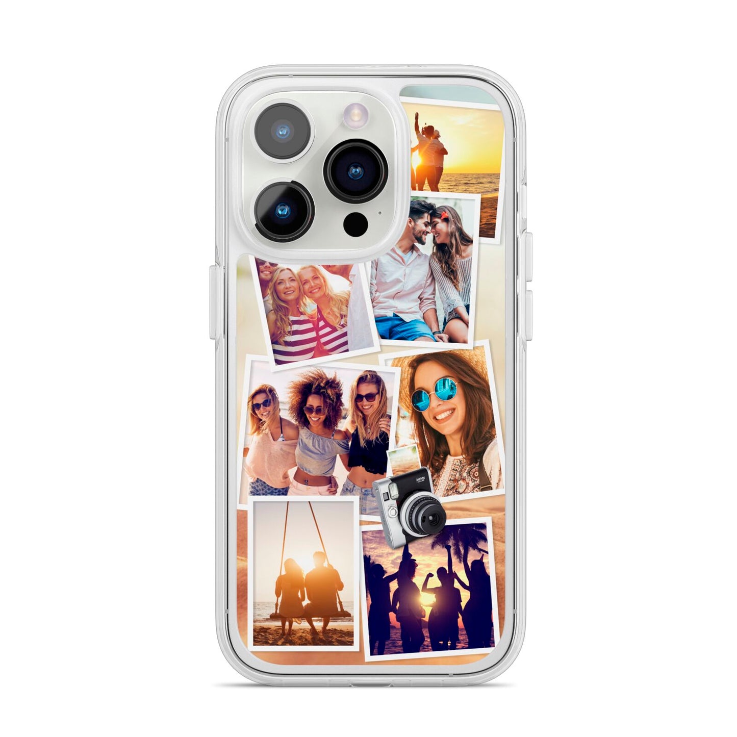 Personalised Summer Holiday Photos iPhone 14 Pro Clear Tough Case Silver
