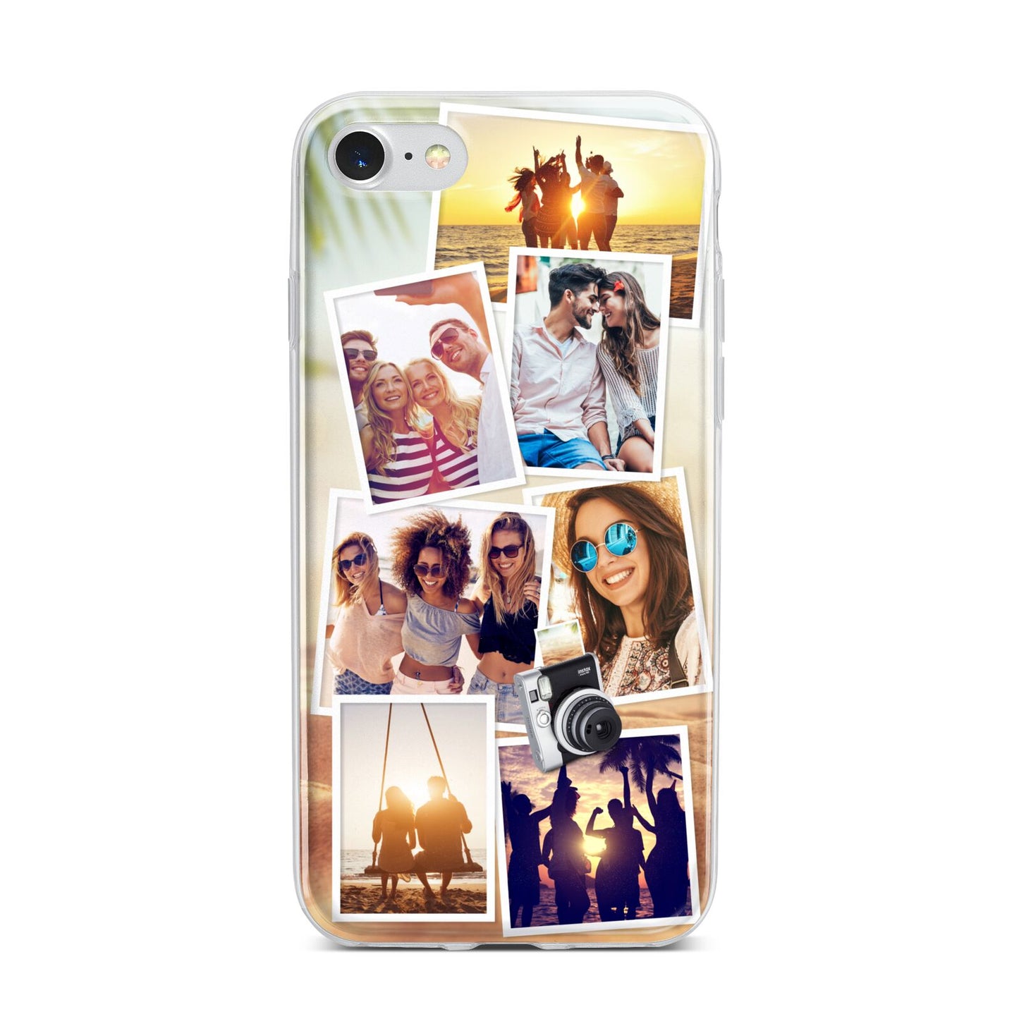 Personalised Summer Holiday Photos iPhone 7 Bumper Case on Silver iPhone