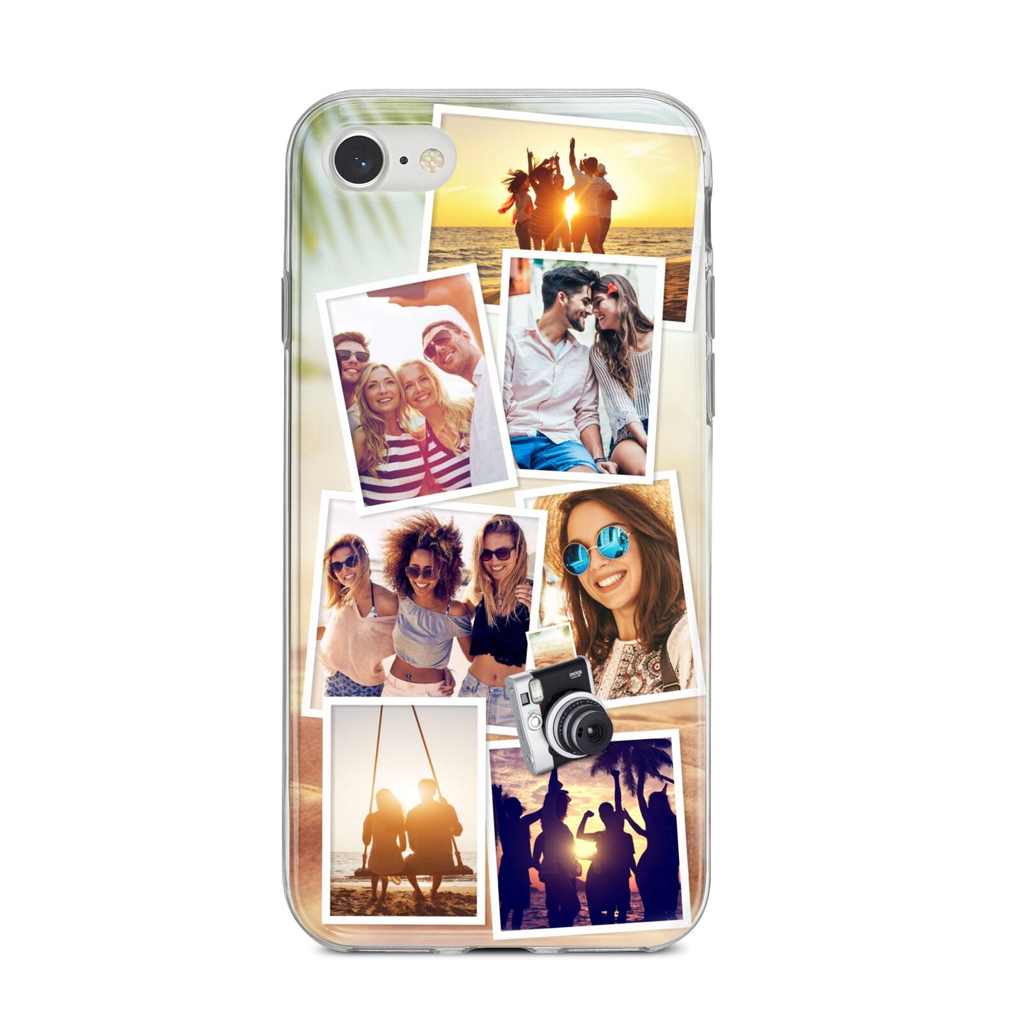 Personalised Summer Holiday Photos iPhone 8 Bumper Case on Silver iPhone