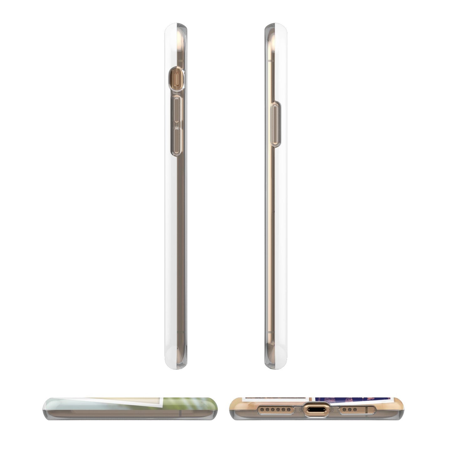 Personalised Summer Holiday Photos iPhone XS 3D Tough Case in Gold Angled Images