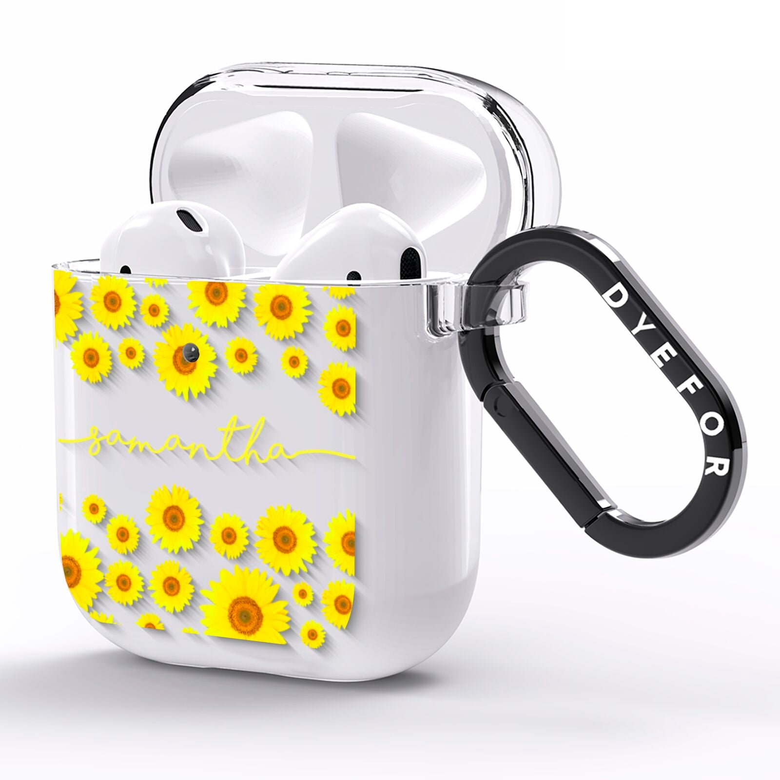 Personalised Sunflower AirPods Clear Case Side Image