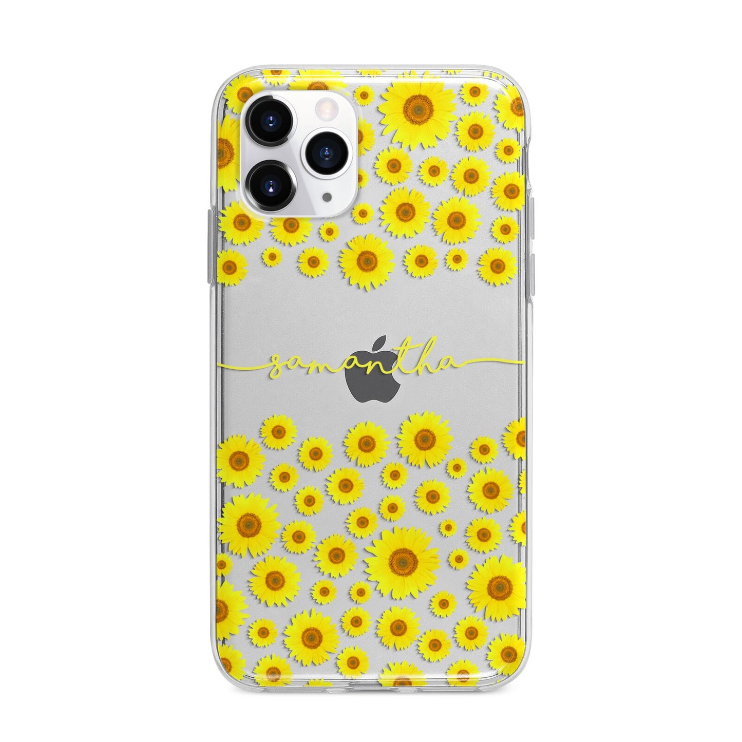 Personalised Sunflower Apple iPhone 11 Pro in Silver with Bumper Case