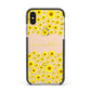 Personalised Sunflower Apple iPhone Xs Impact Case Black Edge on Gold Phone