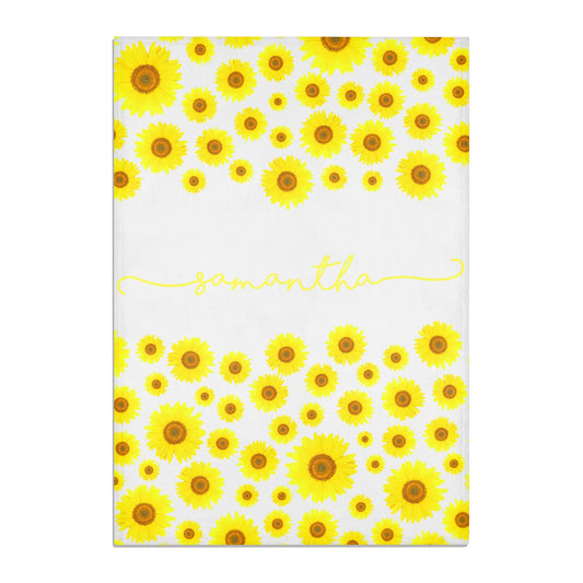 Personalised Sunflower Cotton Tea Towel