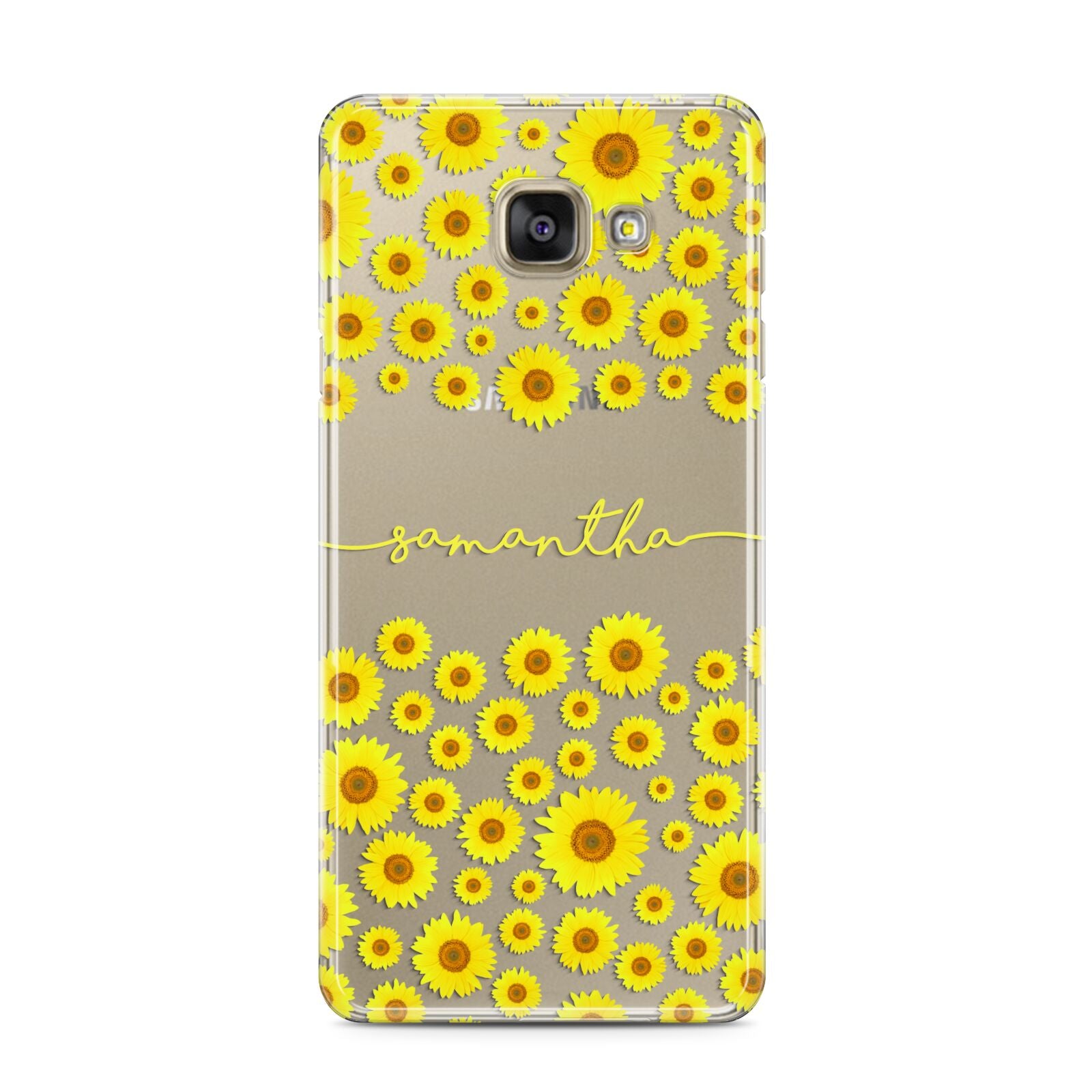 Personalised Sunflower Samsung Galaxy A3 2016 Case on gold phone