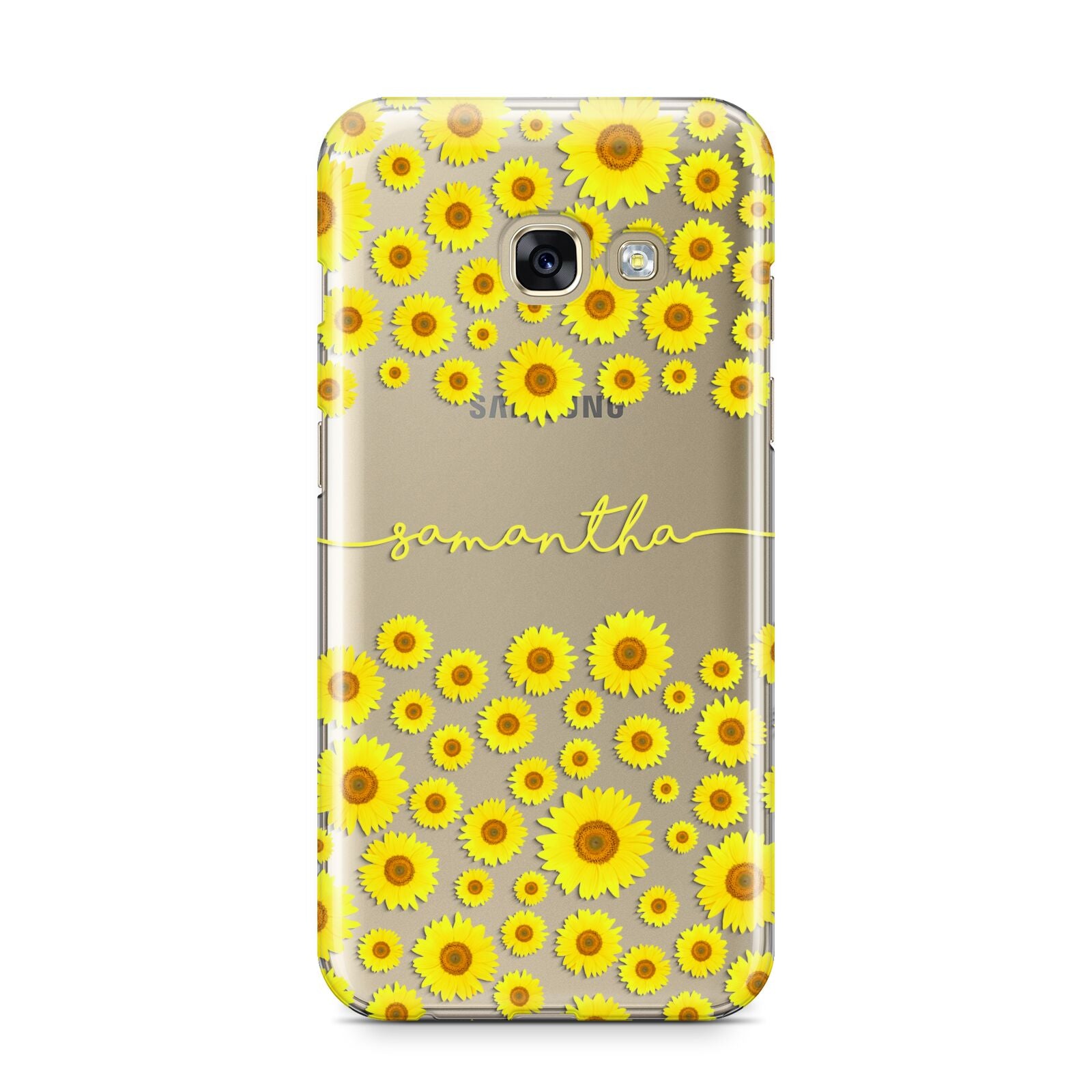 Personalised Sunflower Samsung Galaxy A3 2017 Case on gold phone