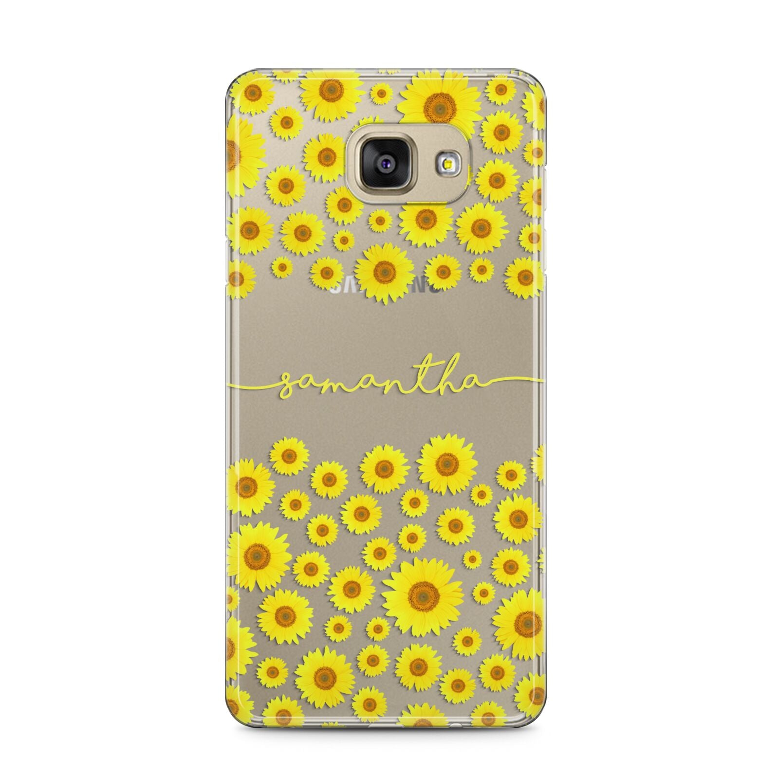 Personalised Sunflower Samsung Galaxy A5 2016 Case on gold phone